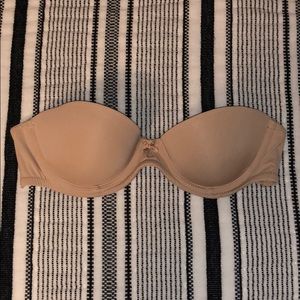 Aerie Nude Strapless Bra with Clear Straps 32A